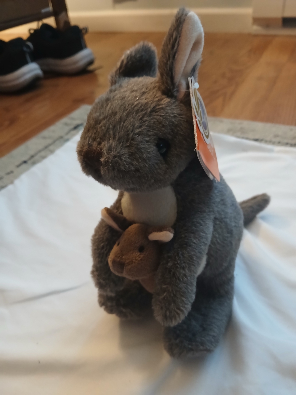The Wild Republic Gray Tan Kangaroo w/ Joey Mini Plush Stuffed Animal Toy